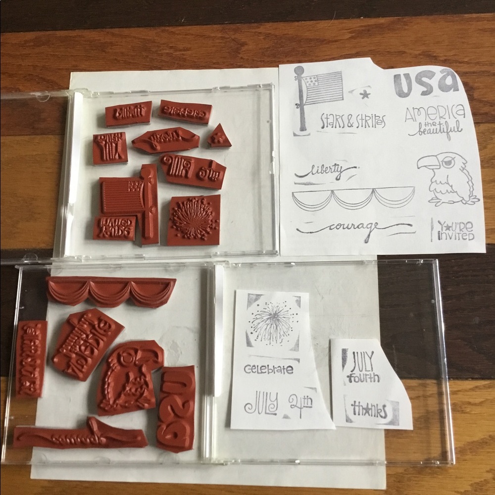 Patriotic July 4th Veterans rubber cling  stamps++